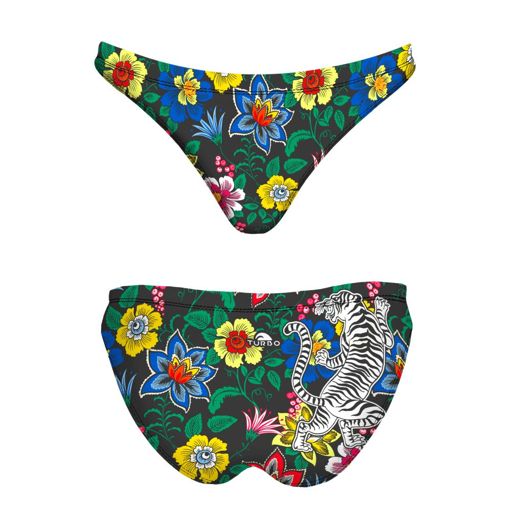 Turbo Women's Bikini Bottom Mare Flowers And Tigers