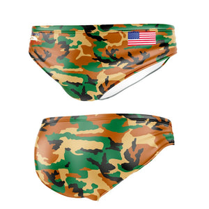 Turbo Men's Water Polo Brief- USA Camo