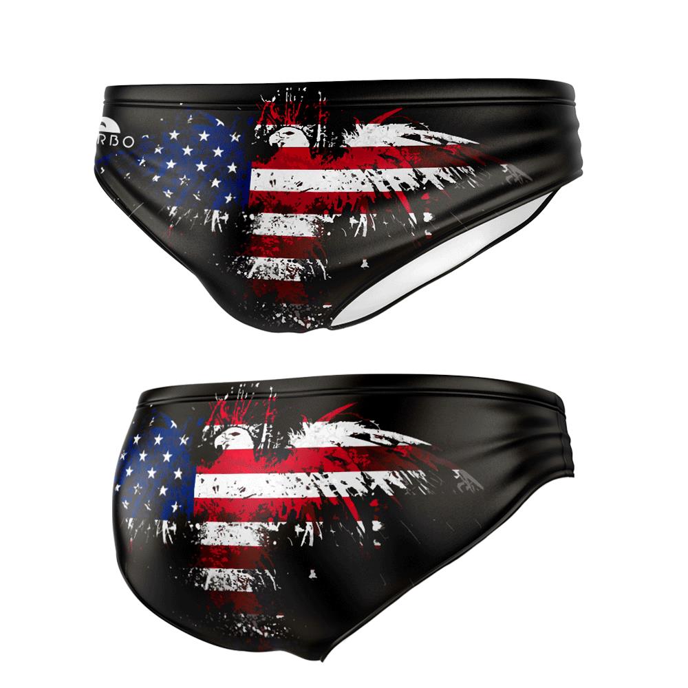 Turbo Men's Water Polo Brief- USA Eagle Flag
