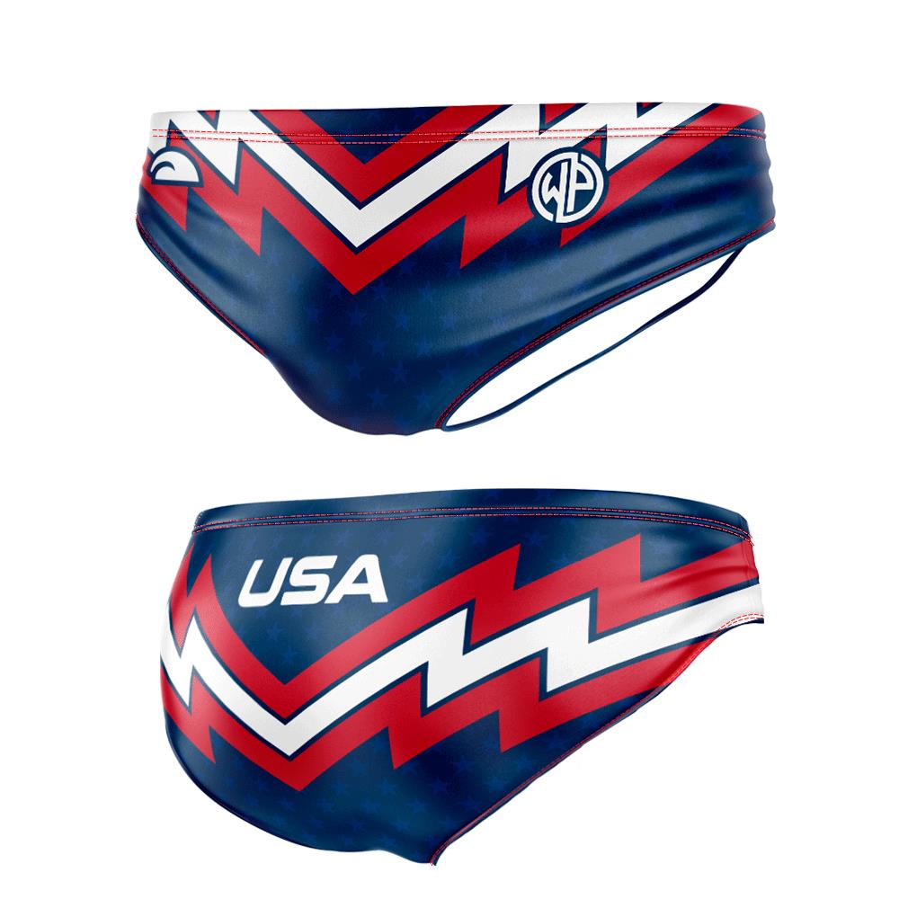 Turbo Men's Water Polo Brief- USA Bolts