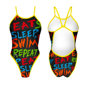 Turbo Women's Revolution Swimsuit- Eat Sleep Swim Repeat