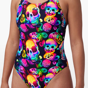 Turbo Women's Wide Strap Swimsuit Laser Skull