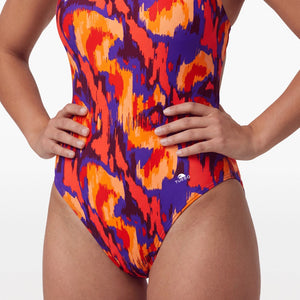 Turbo Women's Wide Strap Swimsuit Red Ikat