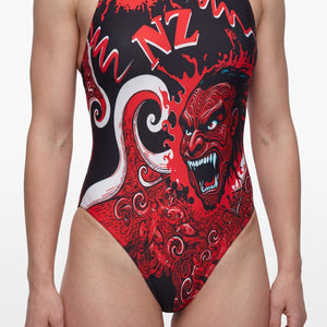Turbo Women's Wide Strap Swimsuit Maori Art