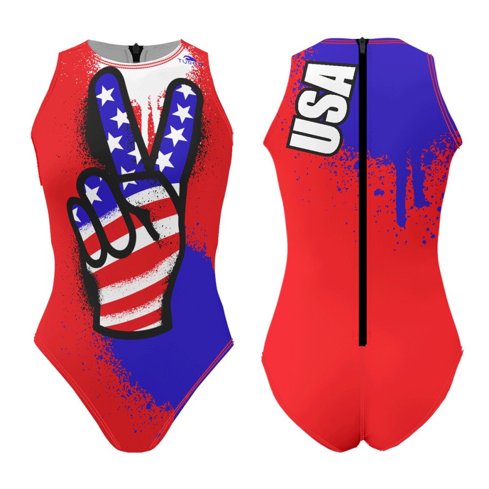 TURBO Women's Comfort Water Polo Swimsuit- USA Peace