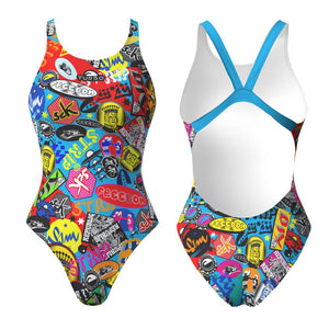 Turbo Women's Wide Strap Swimsuit Stickers Colors