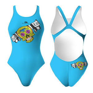 Turbo Women's Wide Strap Swimsuit Money Skull