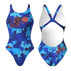 Turbo Women's Wide Strap Swimsuit Commando Flower