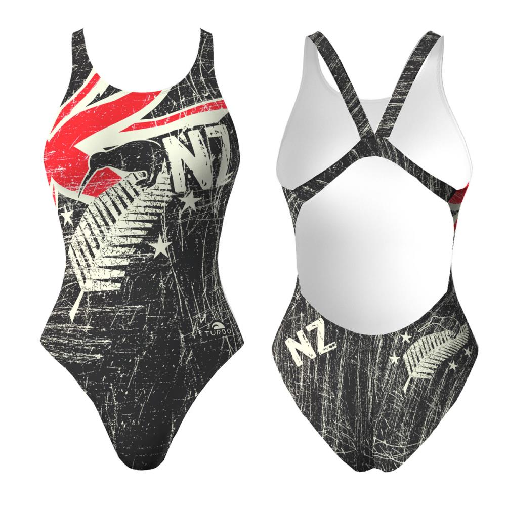 Turbo Women's Wide Strap Swimsuit New Zealand Vintage