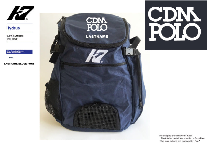 CDM POLO - KAP7 Hydrus II Backpack With Last Name Embroidery