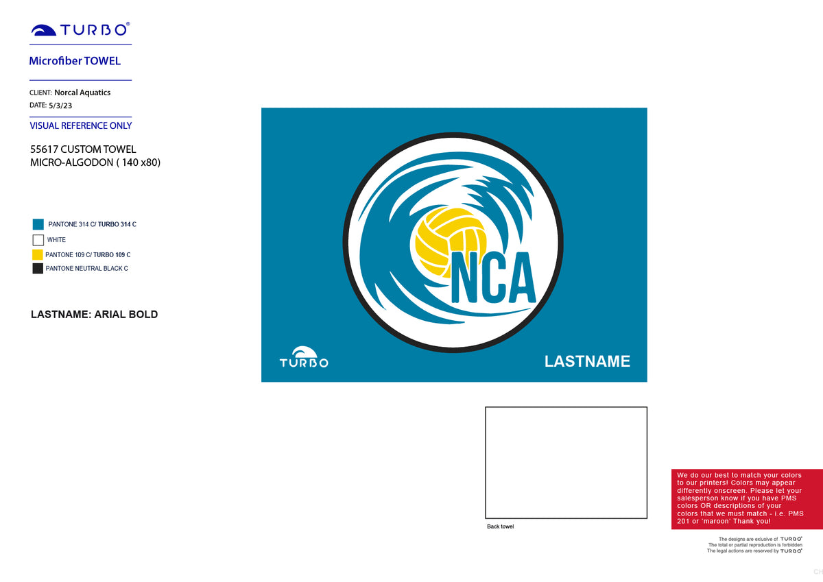 Norcal Aquatics - Team Store - Custom Towel