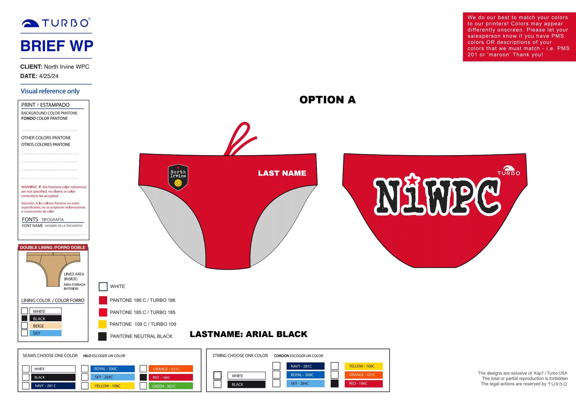 North Irvine WPC Team Store - North Irvine Water Polo Club RED Brief