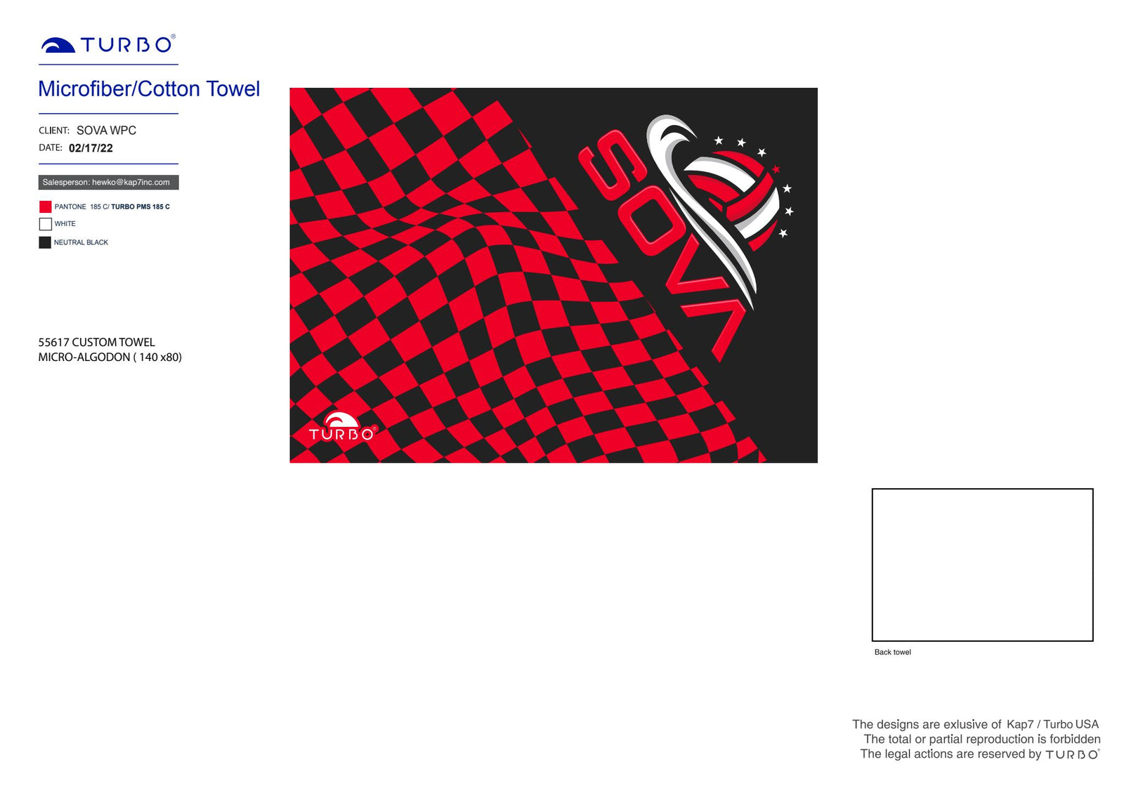 SOVA WPC- Team Store - Custom Towel