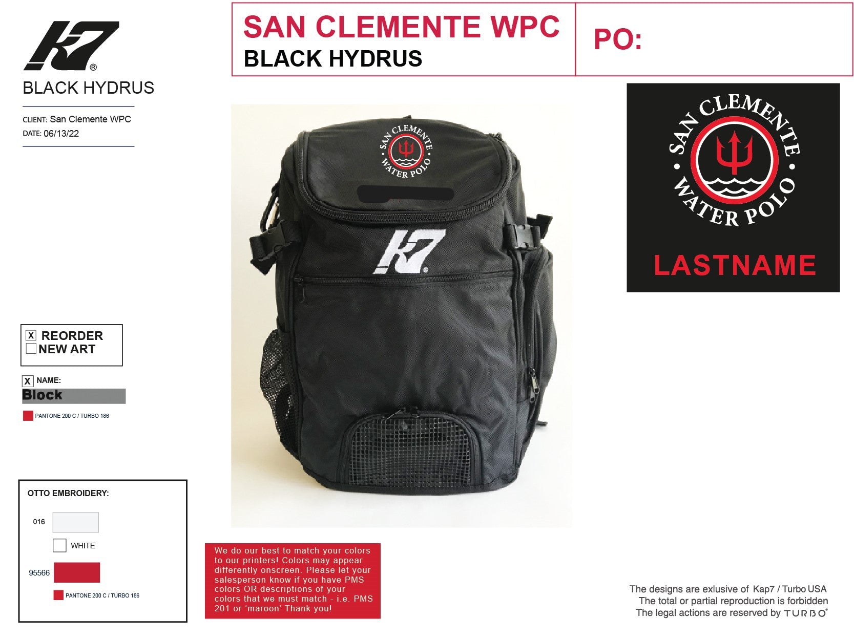 San Clemente WPC - Team Store - Backpack