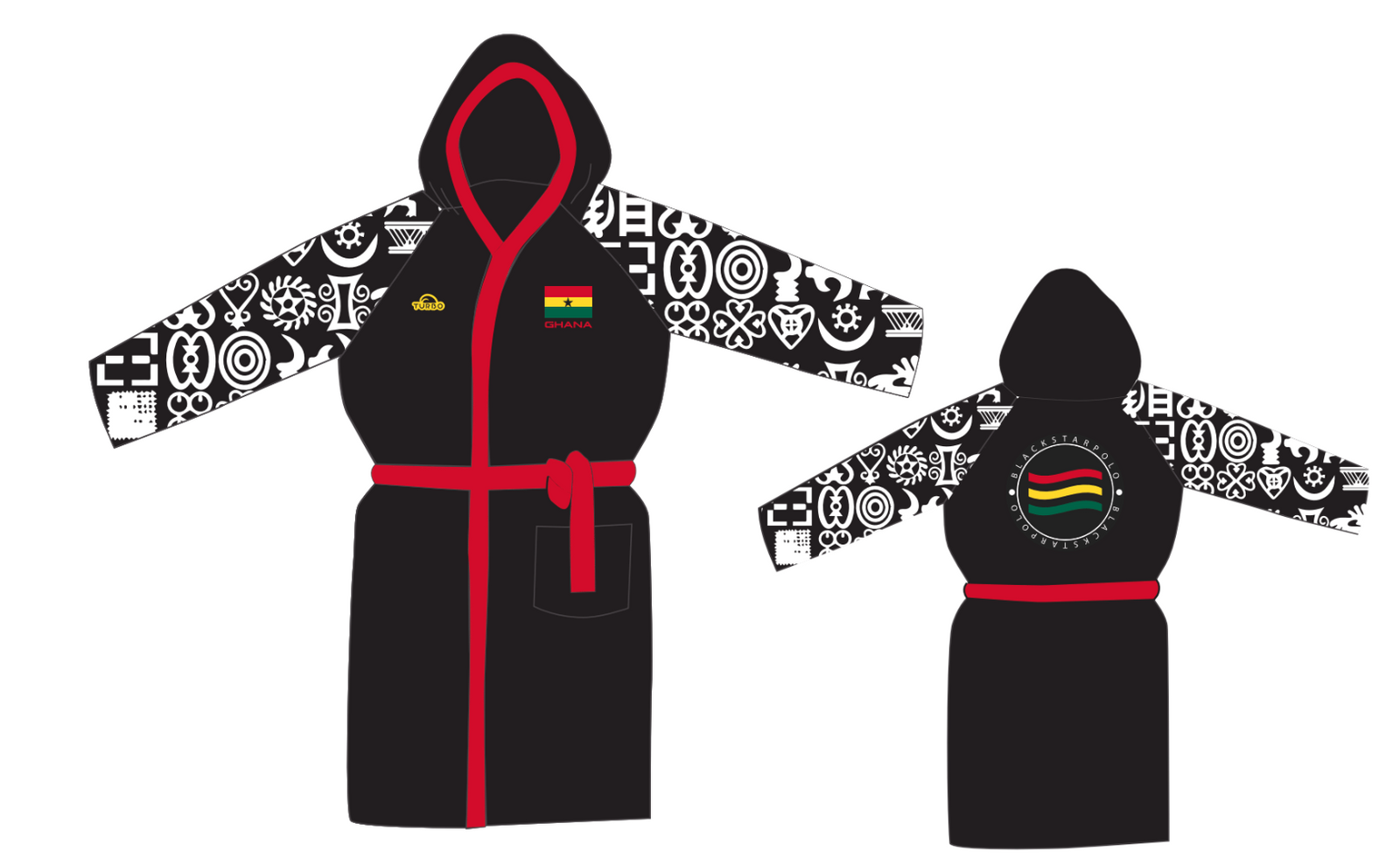 Turbo Black Star Polo Sublimated Microfiber Robe