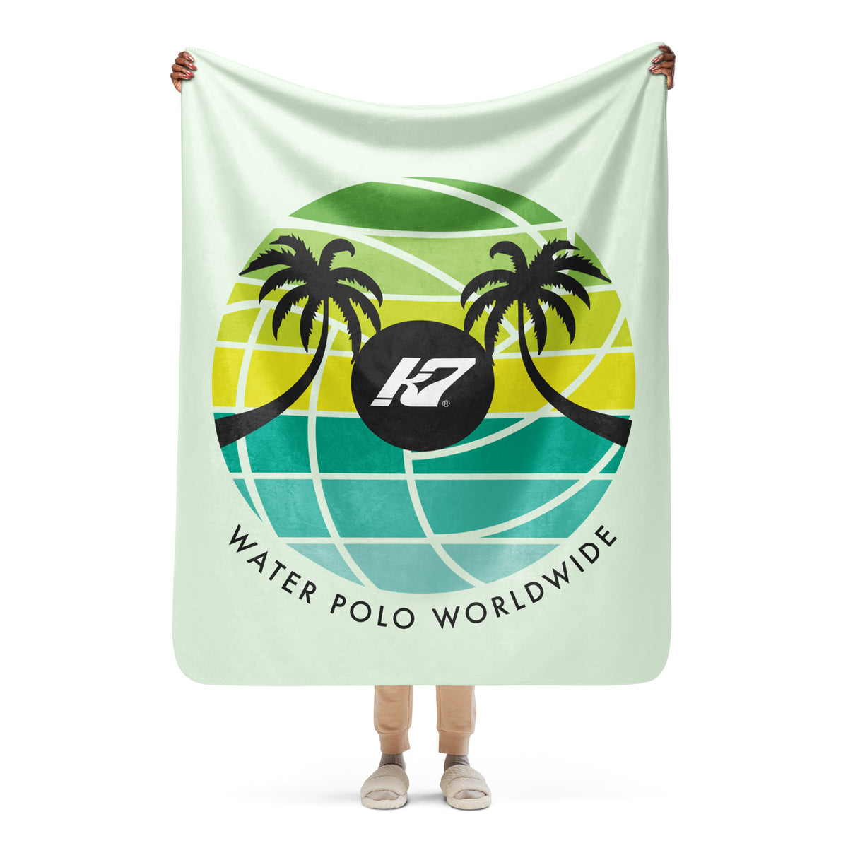 Kap7 Green Sunset Sherpa blanket