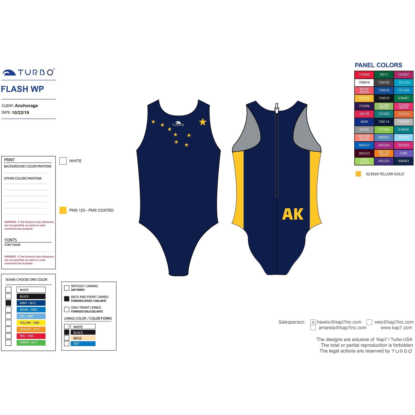 Juneau Water Polo Club Women's Suit - Big Dipper Suits KAP7 International