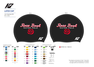 Rose Bowl Water Polo Club - Team Store - BLACK, WHITE and RED Latex Caps - required team gear for girls
