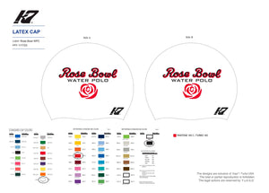 Rose Bowl Water Polo Club - Team Store - BLACK, WHITE and RED Latex Caps - required team gear for girls