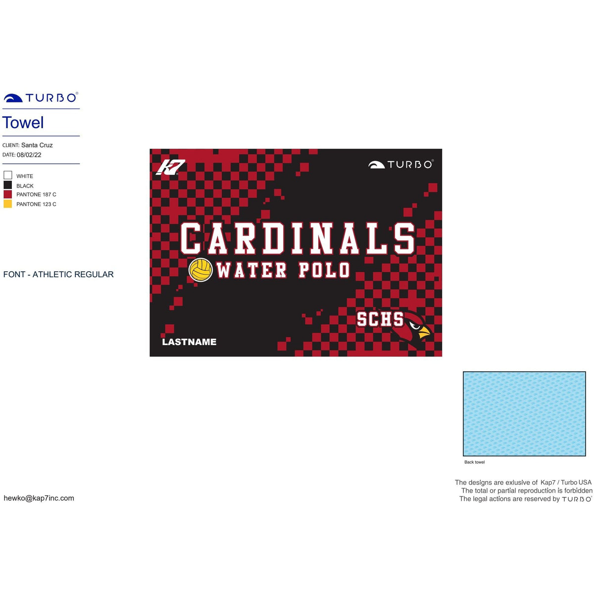 Santa Cruz High School Team Store - Water Polo Towel with Name Option Towels KAP7 International