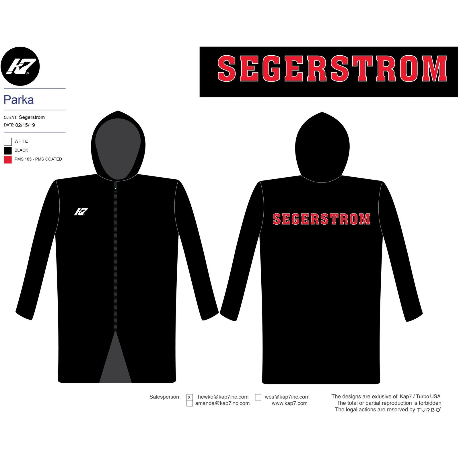 Segerstrom HS Team Store - Aquatics Parka - Last Name KAP7 International