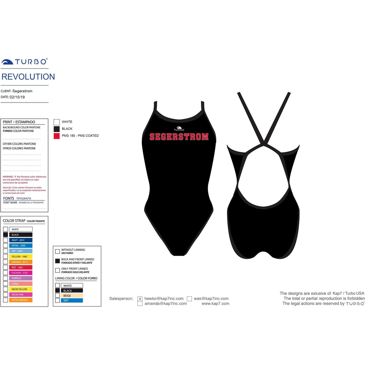 Segerstrom HS Team Store - Swim Revolution Swim Suit KAP7 International