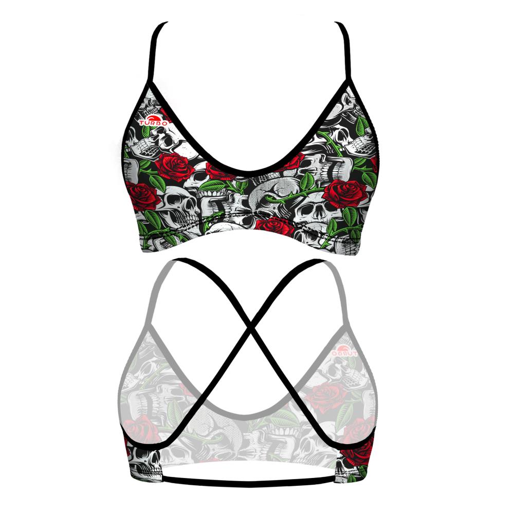 Turbo Women's Bikini Top Mare Skull And Roses