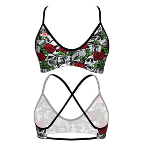 Turbo Women's Bikini Top Mare Skull And Roses