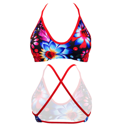 Turbo Women's Bikini Top Mare Black Flower
