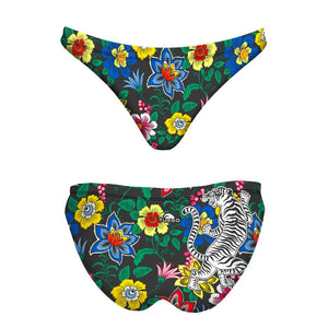 Turbo Women's Bikini Bottom Mare Flowers And Tigers