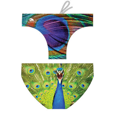 Turbo Men's Water Polo Brief- Peacock Animal Print