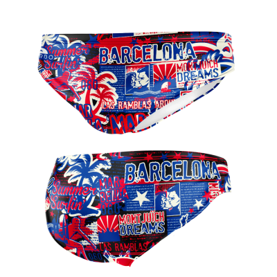 Turbo Men's Water Polo Brief- Barcelona Collage