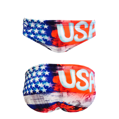 Turbo Men's Water Polo Brief- USA Large Print