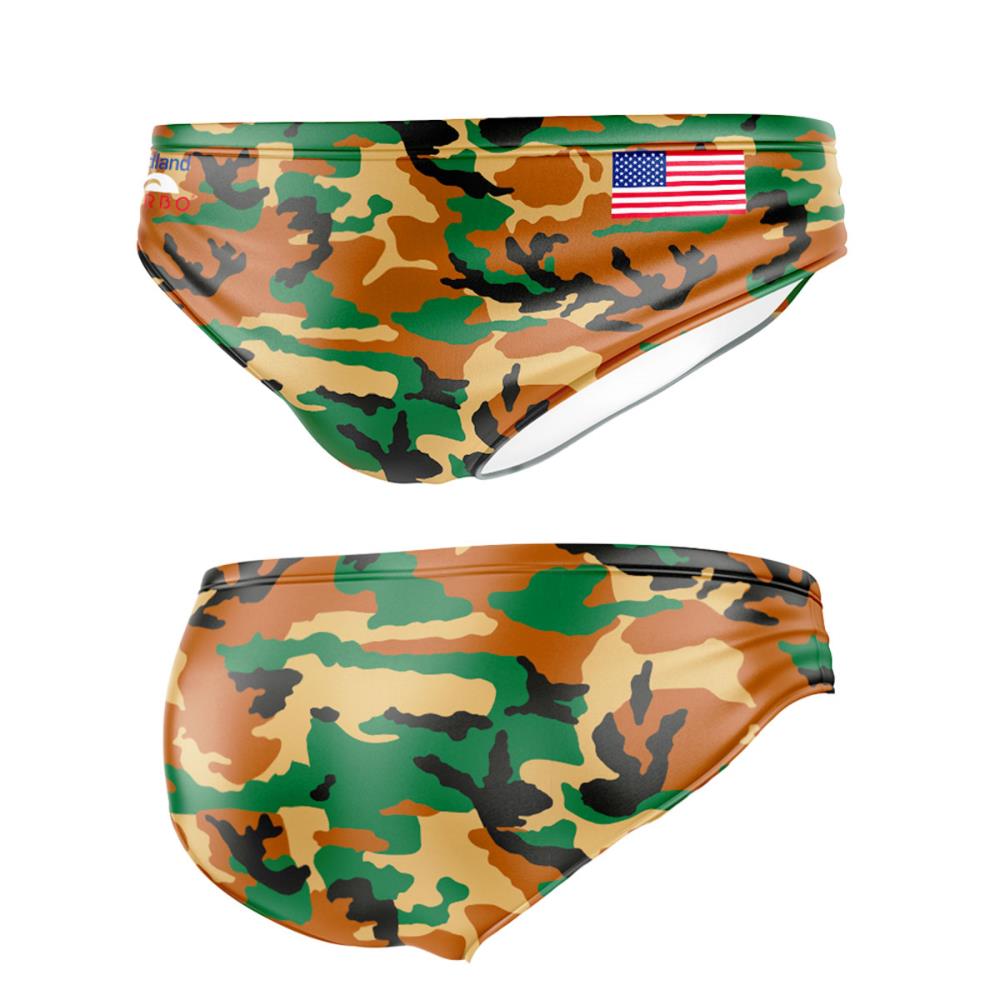 Turbo Men's Water Polo Brief- USA Camo