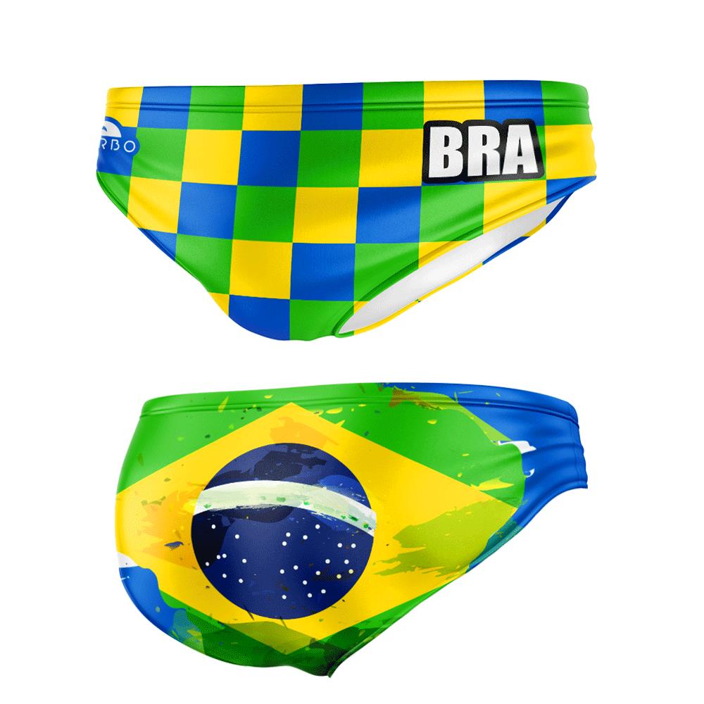 Turbo Men's Water Polo Brief- Brazil Checkers