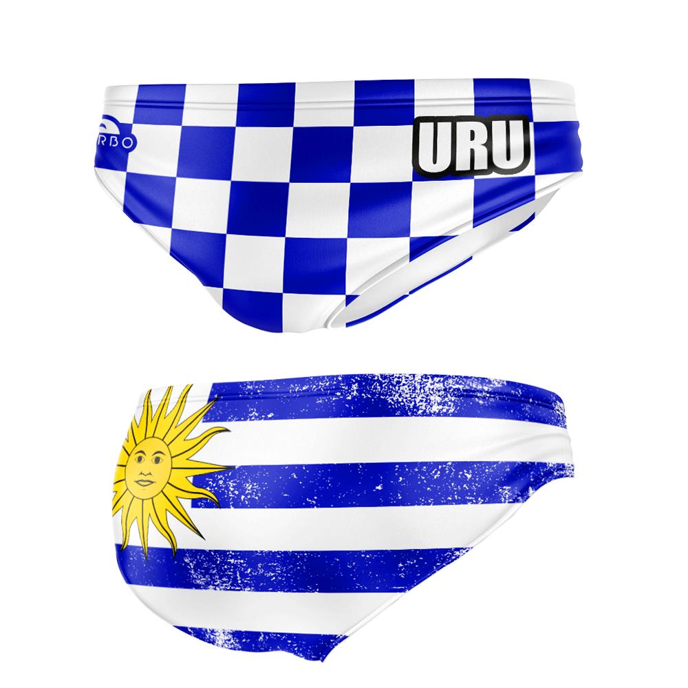 Turbo Men's Water Polo Brief- Uruguay Checkers