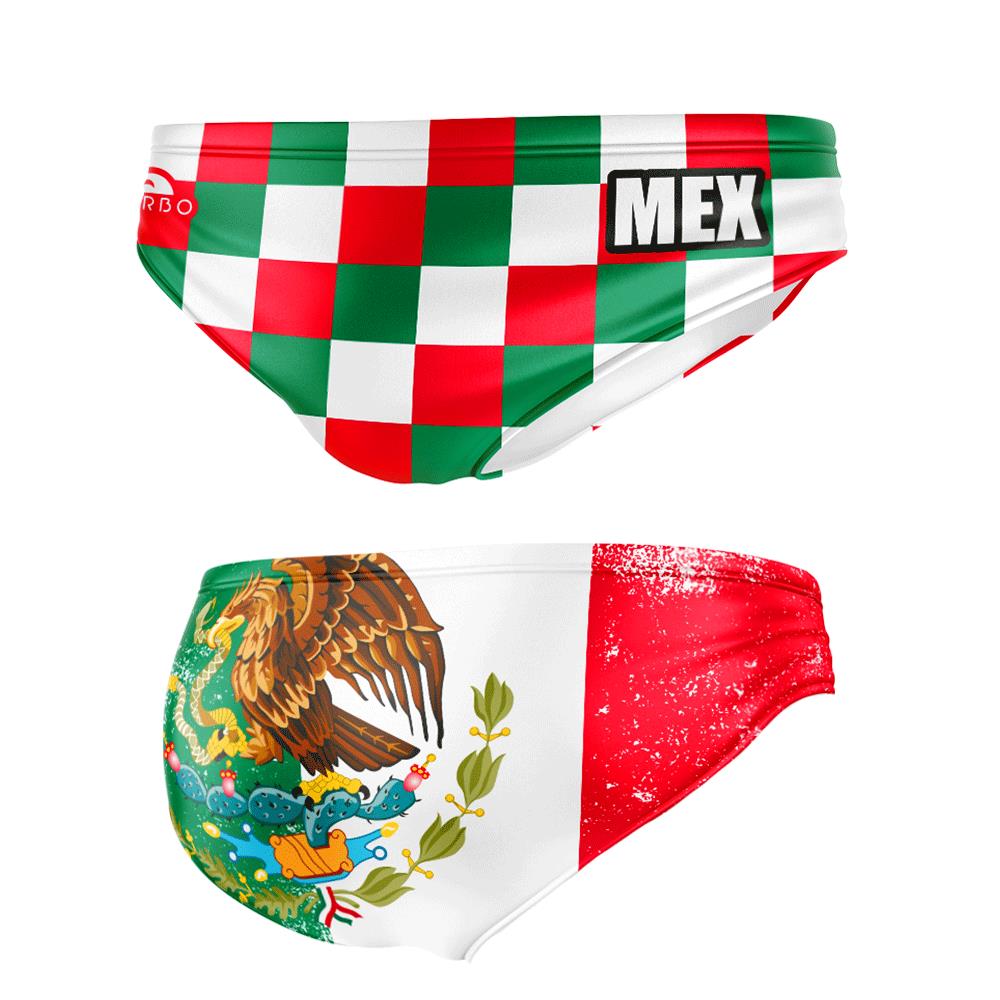 Turbo Men's Water Polo Brief- Mexico Checkers
