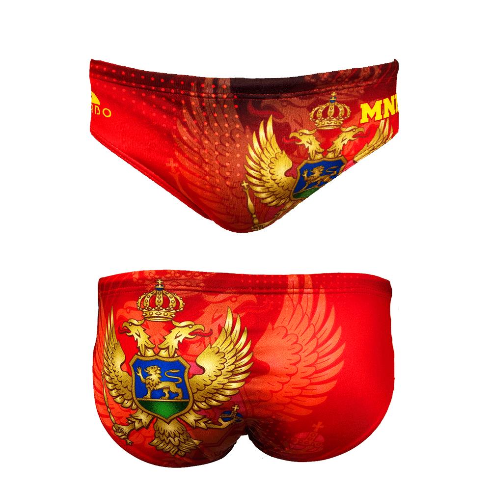 Turbo Men's Water Polo Brief- Montenegro Crest