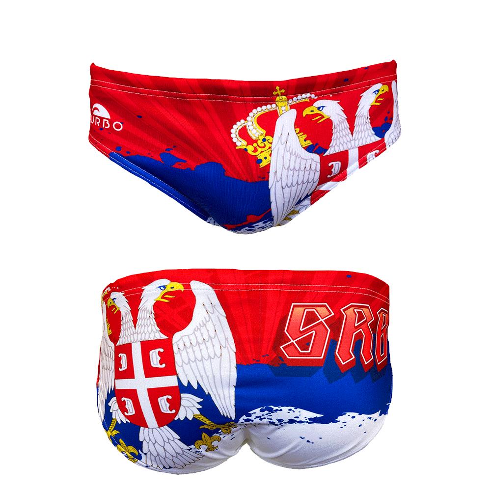 Turbo Men's Water Polo Brief- Serbia Flag