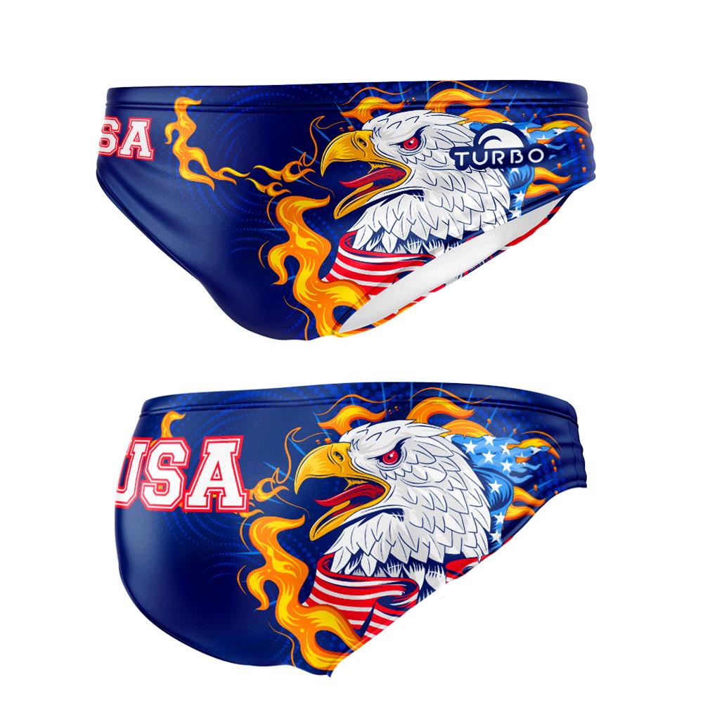 Turbo Men's Water Polo Brief- USA Fire Eagle