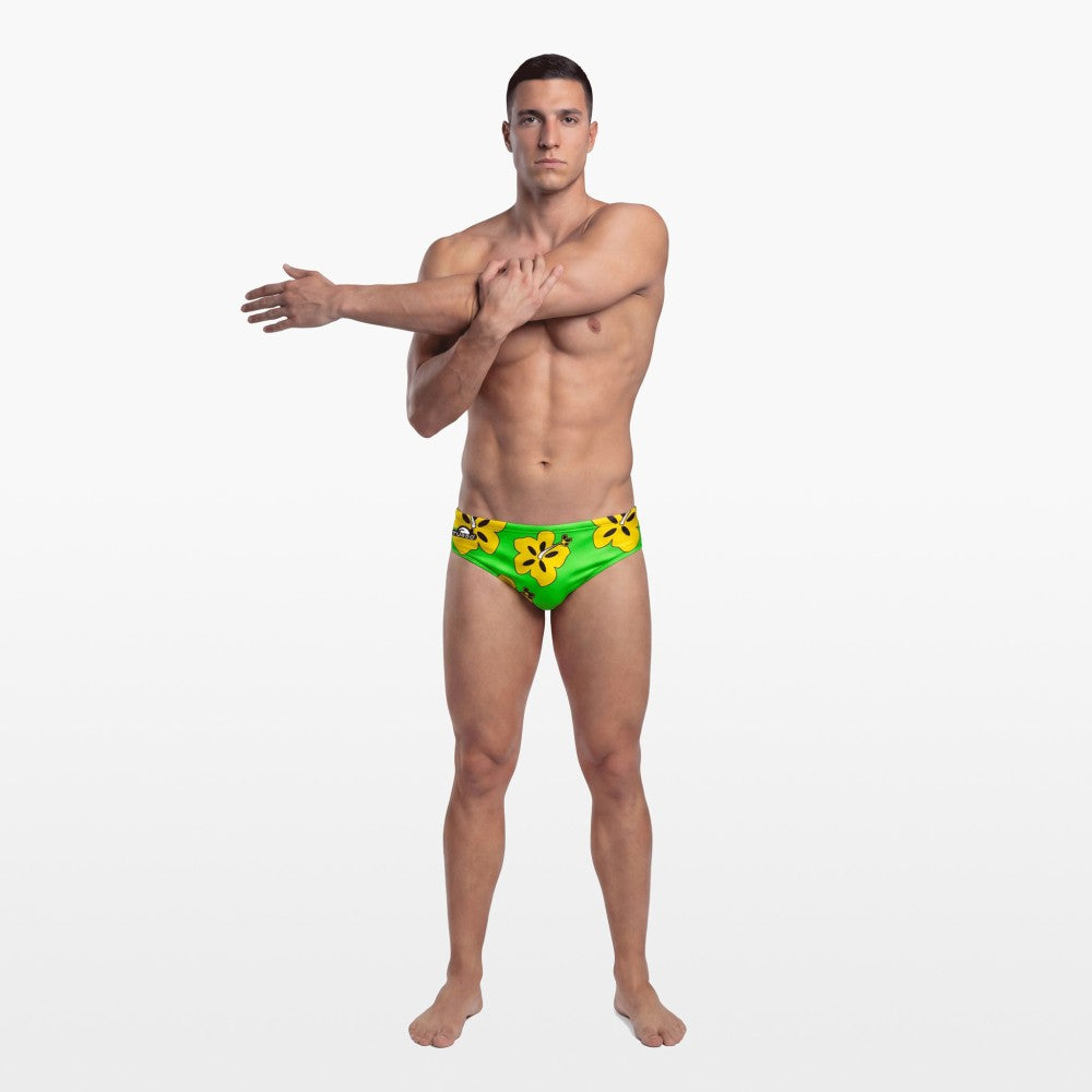 Turbo Men's Water Polo Brief- Hawaiian Flowers