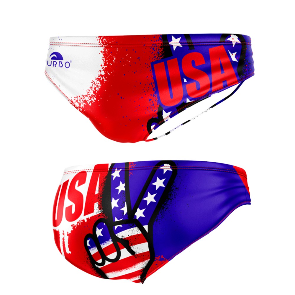 Turbo Men's Water Polo Brief- USA Peace