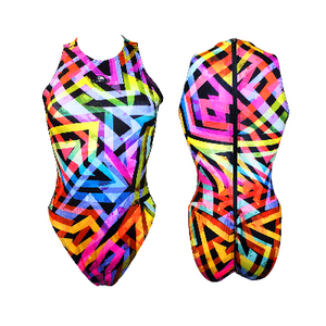 TURBO Women's Comfort Water Polo Swimsuit- Neon Geometric