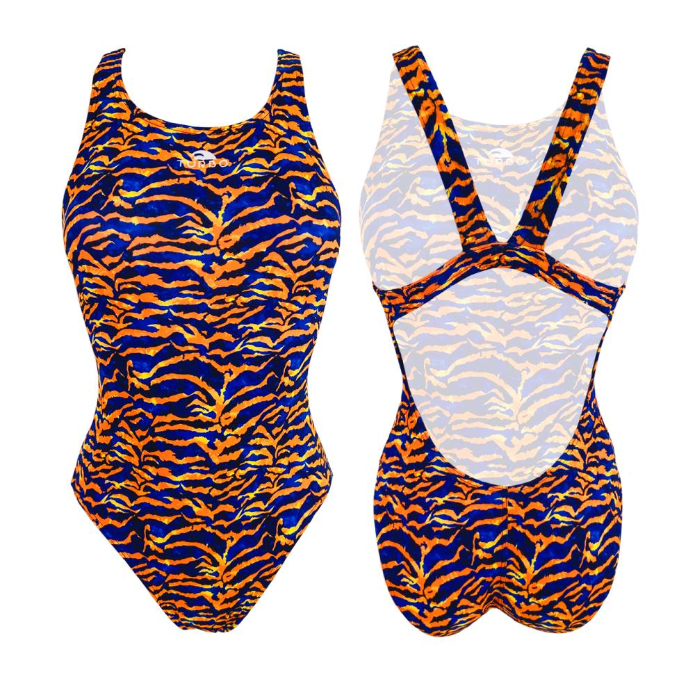 Turbo Women's Wide Strap Swimsuit Top-Tiger