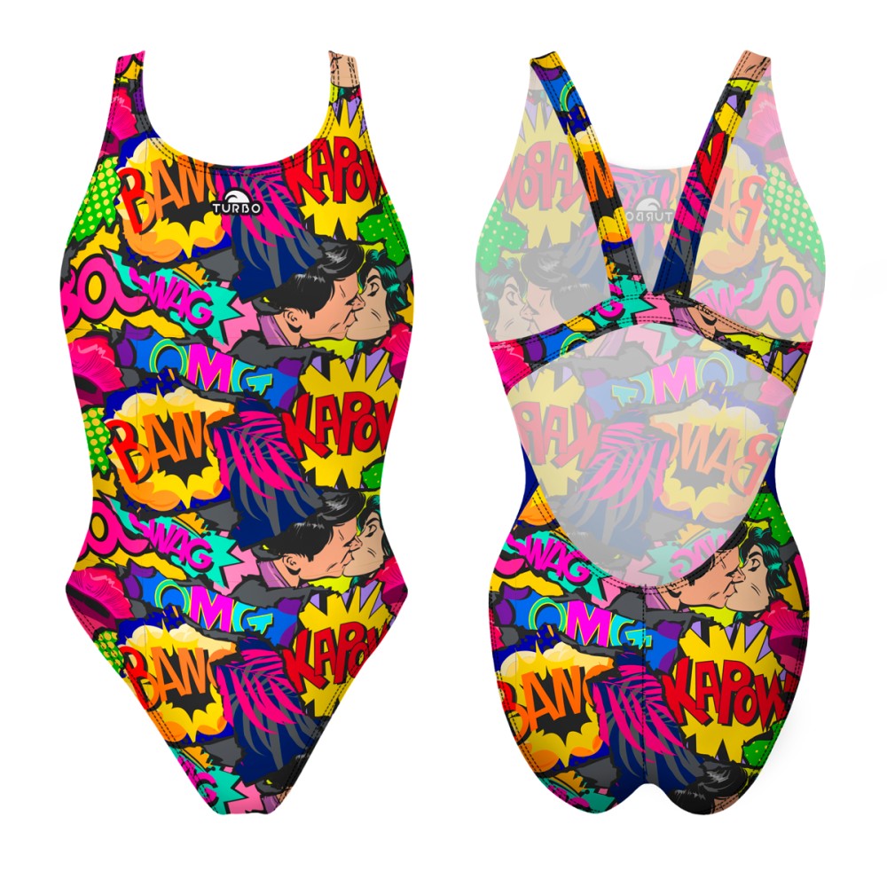 Turbo Women's Wide Strap Swimsuit Comic-Newspaper