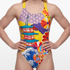 Turbo Women's Wide Strap Swimsuit Japanese-Temple