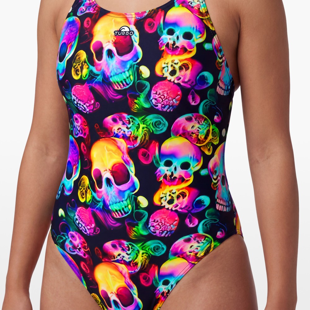 Turbo Women's Wide Strap Swimsuit Laser Skull
