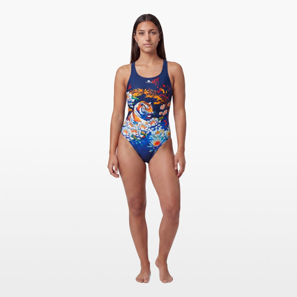 Turbo Women's Wide Strap Swimsuit Tiger Shadow