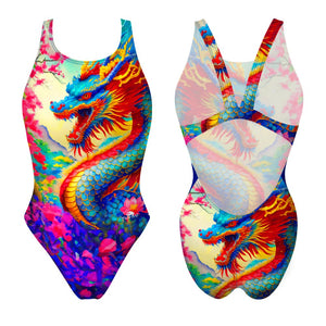 Turbo Women's Wide Strap Swimsuit Dragon Ancient