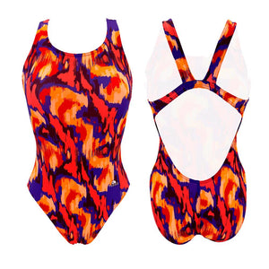 Turbo Women's Wide Strap Swimsuit Red Ikat